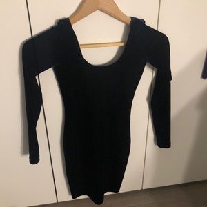 American Apparel Navy Blue Velvet Backless Dress
